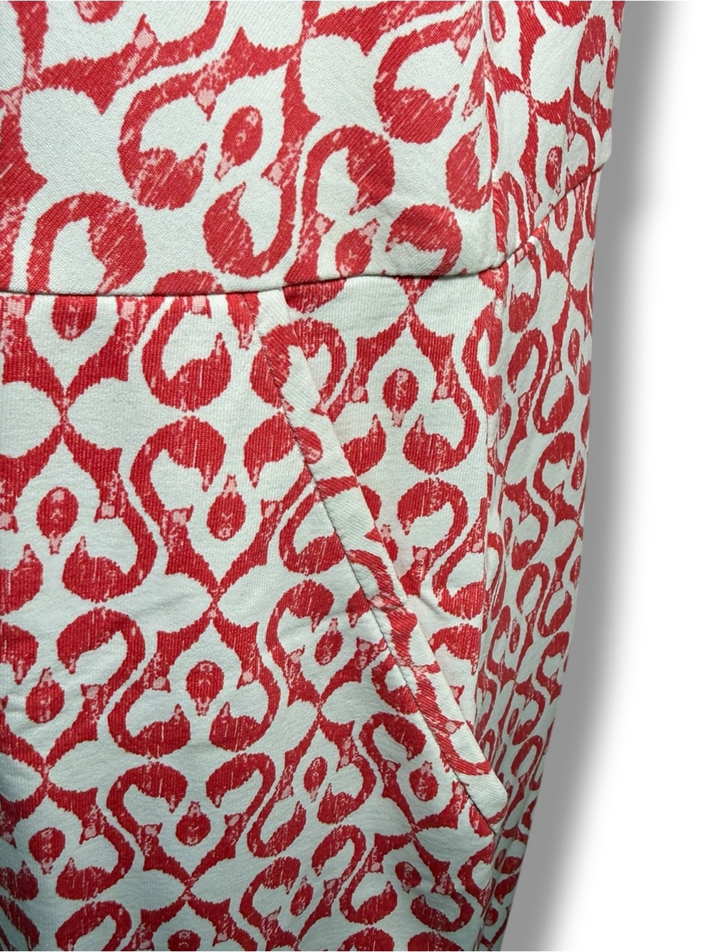 J. McLaughlin Women’s Sleeveless Printed V-Neck Dress Red White Size Large - Picture 2 of 6